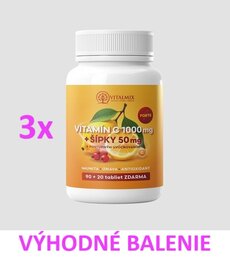 VITALMIX VITAMIN C 1000mg+ŠIPKY 50mg FORTE 3X (90+20tbl) ZDARMA