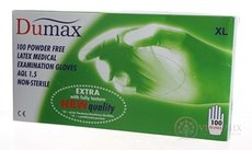 DUMAX RUKAVICE latexové vyšetřovací nesterilní bez pudru, velikost XL; 1x100ks