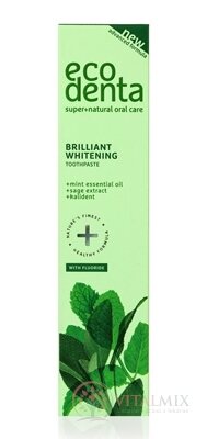 EcoDenta BRILLIANT WHITENING mint bělící zubní pasta s mátovým olejem a šalvějí 1x100 ml