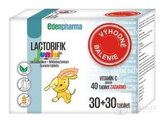 EDENPharma LACTOBIFIK Junior (Výhodné balení) žvýkací tablety 30+30+ zdarma Vitamin C tbl 40, 1x1 set