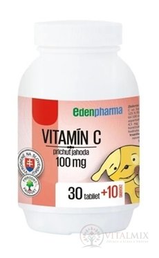 EDENPharma VITAMIN C 100 mg příchuť jahoda tbl 30 + 10 zdarma (40 ks)