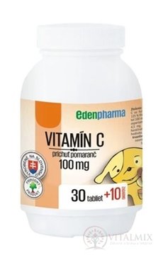 EDENPharma VITAMIN C 100 mg příchuť pomeranč tbl 30 + 10 zdarma (40 ks)