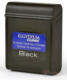 ELGYDIUM CLINIC Black voskovaná dentální nit s fluoridem, 50 m, 1x1 ks
