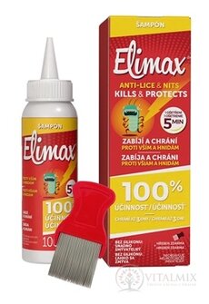 ELIMAX ŠAMPON PROTI VŠEM A HNIDÁM s hřebenem, (inov.2024) 1x100 ml