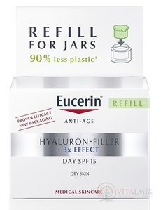 Eucerin HYALURON-FILLER+3xEFFECT Denní krém REFILL suchá pleť, Anti-Age, SPF15, náhradní náplň 1x50 ml