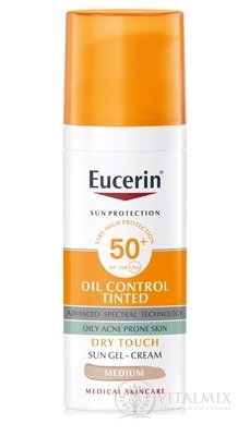 Eucerin SUN OIL CONTROL TINTED SPF 50+ MEDIUM krémový gel na opalování na obličej, tónovací-středně tmavý 1x50 ml