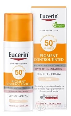 Eucerin SUN PIGMENT CONTROL TINTED SPF50+ LIGHT emulze na opalování s depigmentačním účinkem, světla 1x50 ml
