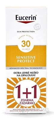 Eucerin SUN SENSITIVE PROTECT SPF 30 mléko na opalování, extra lehké (1 + 1 zdarma) 2x150 ml