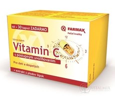 Farmax Vitamín C s pozvolným uvolňováním 500 mg + extrakt z plodů šípků, cps 60 + 30 zdarma (90 ks)