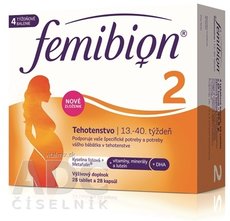 Femibion 2 Těhotenství tbl 28 + cps 28 (kys. Listová + vitamíny, minerály + DHA) 1x56 ks