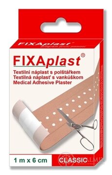 FIXAplast CLASSIC náplast textilní a polštářkem 1m x 6cm, 1x1 ks
