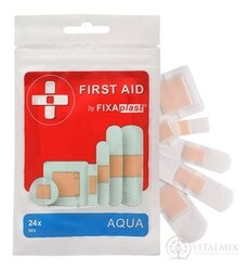 FIXAplast FIRST AID AQUA náplast MIX voděodolná, stripy, různé velikosti a tvary 1x24 ks