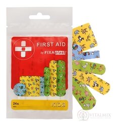 FIXAplast FIRST AID KIDS náplast MIX stripy, různé velikosti, tvary a motivy 1x24 ks