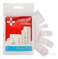 FIXAplast FIRST AID SENSITIVE náplast MIX textilní, stripy, různé velikosti a tvary 1x24 ks