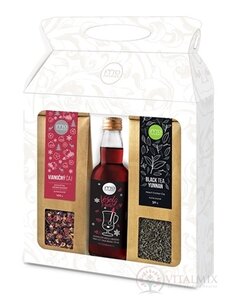 FYTO Dárková kazeta Vánoční čaj sypaný 100 g + Black Tea Yunnan sypaný 50 g + Veselý punč 200 ml, 1x1 set
