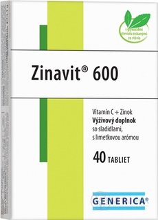 GENERICA Zinavit 600 s limetkovou aroma tbl (vitamín C + Zinek) 1x40 ks