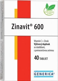 GENERICA Zinavit 600 s pomerančovou příchutí tbl (vitamín C + Zinek) 1x40 ks