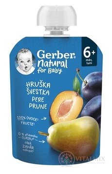Gerber Natural Kapsička Hruška a švestka ovocná svačinka (od ukonč. 6. měsíce) 1x90 g