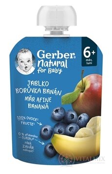 Gerber Natural Kapsička Jablko, borůvka a banán ovocná svačinka (od ukonč. 6. měsíce) 1x90 g