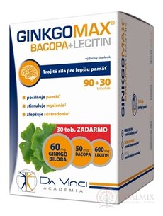 GINKGOMAX + Bacopa + LECITIN - DA VINCI cps 90 + 30 zdarma, 1x120 ks
