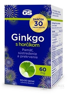 GS Ginkgo 60 mg s hořčíkem Dárek tbl (inov.2024) 90+30 navíc (120 ks)