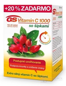 GS Vitamin C 1000 se šipkami 2016 tbl 100 + 20tbl (20% zdarma) 