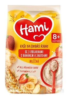 Hami mléčná kaše se 7 obilovinami pro dobré ráno s banánem a jahodami (od ukonč. 8. měsíce) 1x210 g