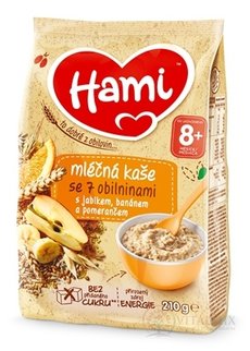 Hami mléčná kaše se 7 obilovinami s jablkem, banánem a pomerančem (od ukonč. 8. měsíce) 1x210 g