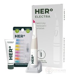 HERBADENT HERo ELECTRA Mezizubní elektrický kartáček přístroj s nástavci a mezizubním gelem 1x1 set