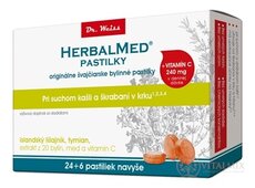 HERBALMED PASTILKY pro odkašlávání - Dr.Weiss (isl. Lišejník, tymián, 20 bylin, vit.C) pastilky 24 + 6 navíc (30 ks)