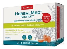 HERBALMED PASTILKY pro odkašlávání - Dr.Weiss (isl. Lišejník, tymián, 20 bylin, vit.C) pastilky 24 + 6 navíc (30 ks)