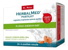 HERBALMED PASTILKY při kašli - Dr.Weiss (jitrocel, mat.dúš, lípa, 20 bylin, vit.C) pastilky 24 + 6 navíc (30 ks)