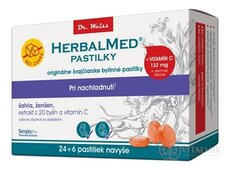 HERBALMED PASTILKY BEZ CUKRU - Dr.Weiss při nachlazení (šalvěj, ženšen, extrakt 20 bylin a vit.C) pastilky 24 + 6 navíc (30 ks)