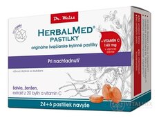 HERBALMED PASTILKY BEZ CUKRU - Dr.Weiss při nachlazení (šalvěj, ženšen, extrakt 20 bylin a vit.C) pastilky 24 + 6 navíc (30 ks)