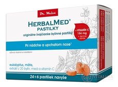 HERBALMED PASTILKY při rýmě - Dr.Weiss (eukalyptus, máta, 20 bylin, vit.C) pastilky 24 + 6 navíc (30 ks)