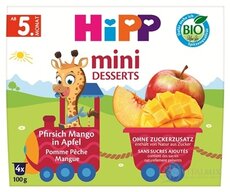 HiPP Příkrm BIO 100% Ovoce Jablka s broskvemi inov.2018 (od ukonč. 4. měsíce) 4x100 g (400 g)