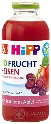 HiPP BIO Jablko a červené hrozny + železo ovocný nektar (od 6. měsíce) 1x500 ml