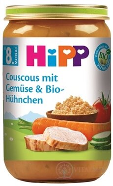 HiPP BIO Kuskus se zeleninou a kuřecí maso zeleninově-masový příkrm (od ukonč. 8. měsíce) 1x220 g