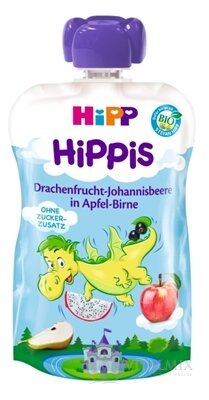 HiPP HiPPis BIO Jablko Hruška Dračí ovoce. Rybíz kapsička (od 1. roku) ovocný příkrm 1x100 g