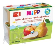 HiPP Příkrm BIO 100% Ovoce Jablka s hruškami (od ukonč. 4. měsíce) 4x100 g