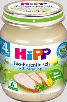 HiPP Příkrm BIO Krůtí maso - pyré maso (od ukončeného 4. měsíce) (Bio-Putenfleisch-püriert) 1x125 g