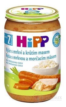 HiPP příkrm BIO Rýže s mrkví a krůtím masem nová receptura 2017 (od ukonč.7. Měsíce) 1x220 g