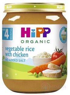 HiPP Příkrm BIO Zeleninová rýže a kuřecí maso (od ukonč. 4. měsíce) (inov.2025) 1x125 g