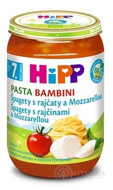 HiPP Příkrm Špagety s rajčaty a mozzarellou Junior menu (od ukonč. 8. měsíce) 1x220 g