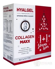HYALGEL COLLAGEN MAXX Vánoční balení tekutý přípravek s pomerančovou příchutí (1 + 1 zdarma) 2x500 ml (1000 ml), 1x1 set