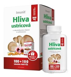 Imunit HLIVA ústřičná 800 mg Akce cps s rakytníkem a echinaceou (100 + zdarma 100) ks + dárek Vitamin C URGENT tbl 30 ks, 1x1 set