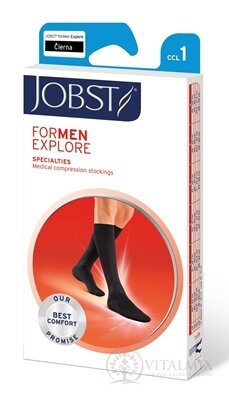 JOBST for Men EXPLORE kompresivní lýtkové punčochy I.KT, se zavřenou špičkou, černé, vel. S IV., 1x1 pár