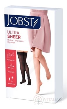 JOBST ULTRA SHEER kompresivní stehenní punčochy I.KT, s lemem, s otevřenou špičkou, černé, vel. S IV., 1x1 pár