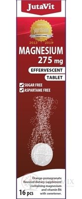 JutaVit Hořčík 275 mg + vitamín B6 šumivé tablety s příchutí pomeranče a granátového jablka 1x16 ks