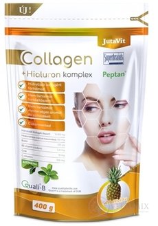 JutaVit Kolagen 10 g + Hyaluron komplex - Ananas prášek (+ vitamíny C, B2, zinek a biotin) 1x400 g